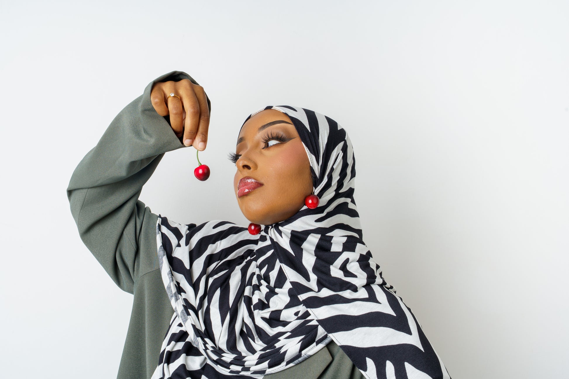 Close-up of Wild Zebra print jersey hijab