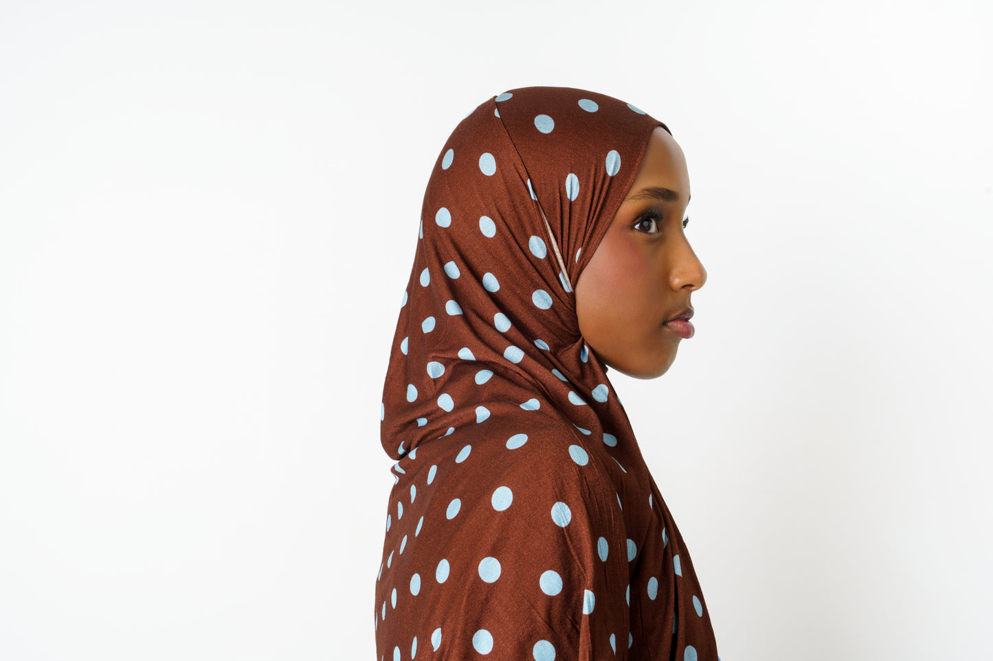 Side view of Bluebell printed jersey hijab