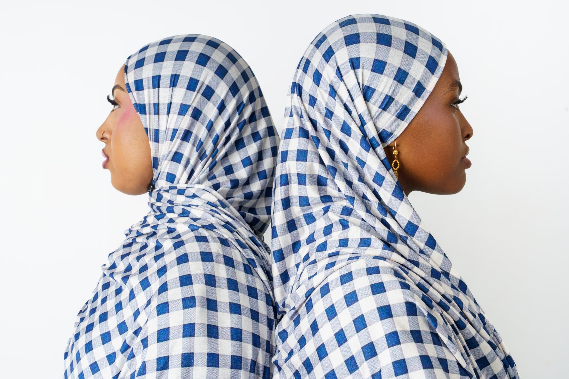 Side view of Picnic Club printed jersey hijab