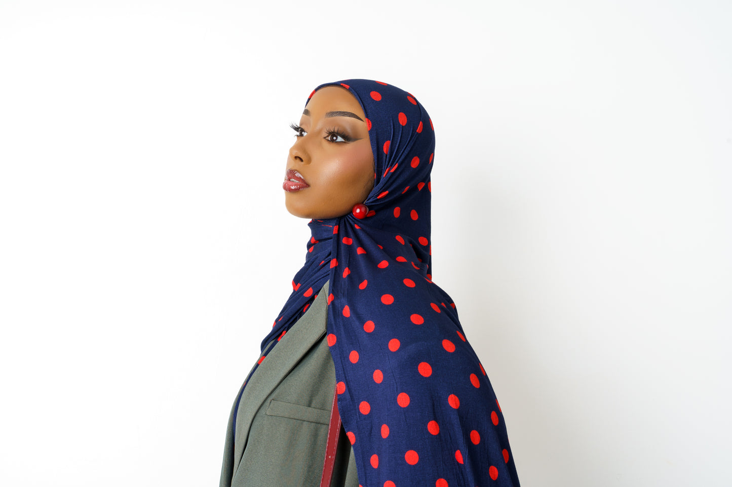 Close-up of Mon Chèrie cherry print jersey hijab