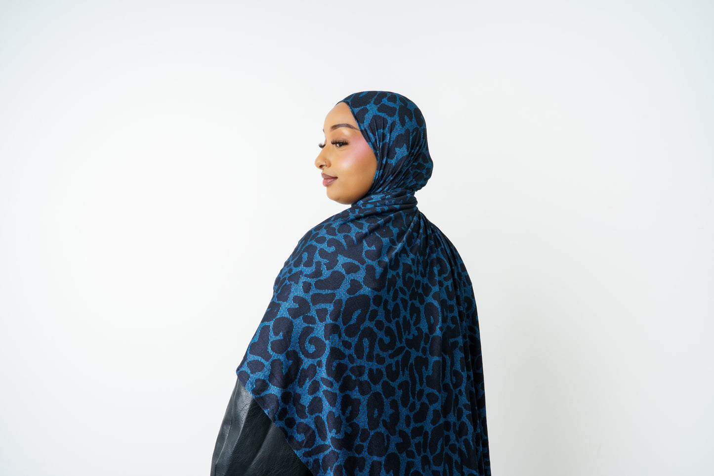 Side view of Ink Crush printed jersey hijab